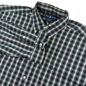 Ralph Lauren‎ Blake Plaid Long Sleeve Button Down Shirt Blue Green Mens XL